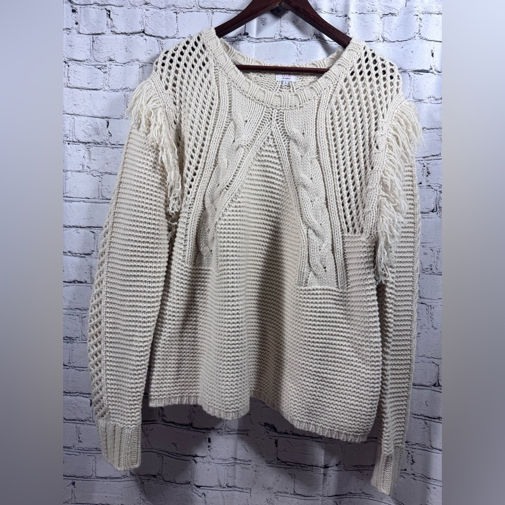 Women's Q + A Los Angeles Beige Fringe Sweater